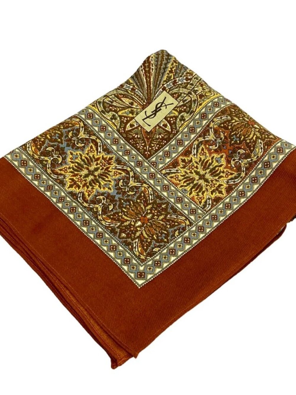 YvesSaintLaurent Dark Brown White Multi Wool Scarf - Picture 1 of 11